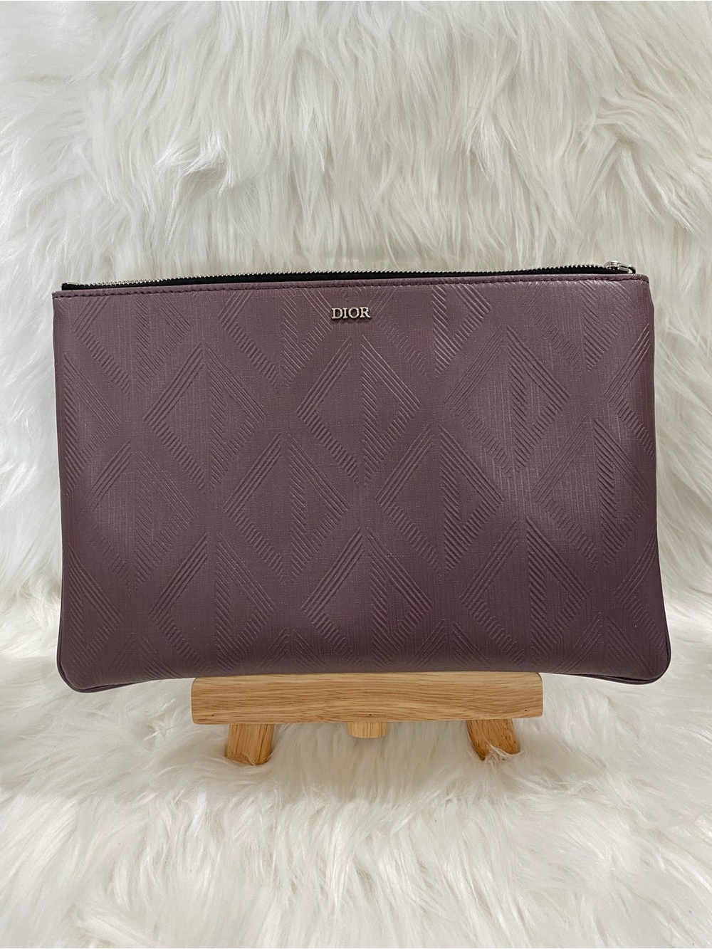 Dior Purple CD Diamond Zip Clutch Pouch